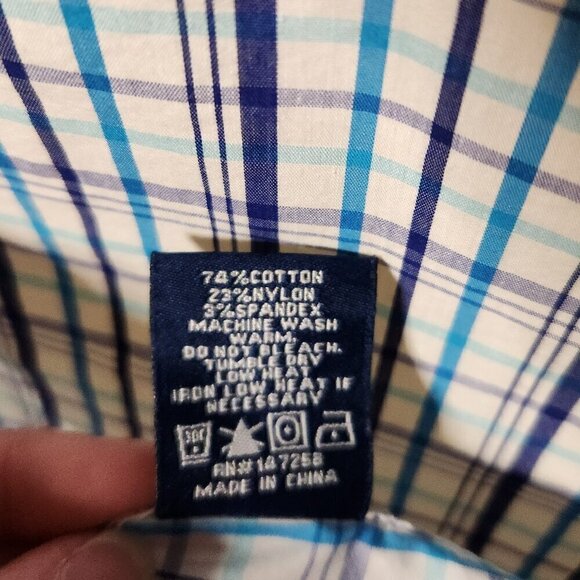 Simply Southern Men's Medium Button Up Long-sleeved Blue Plaid Shirt - Picture 6 of 6